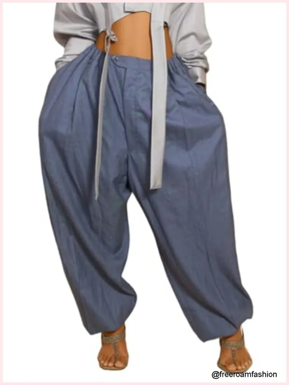 High Waisted Baggy Tapered Pants Wide Leg Cargo Trousers with Pockets Business